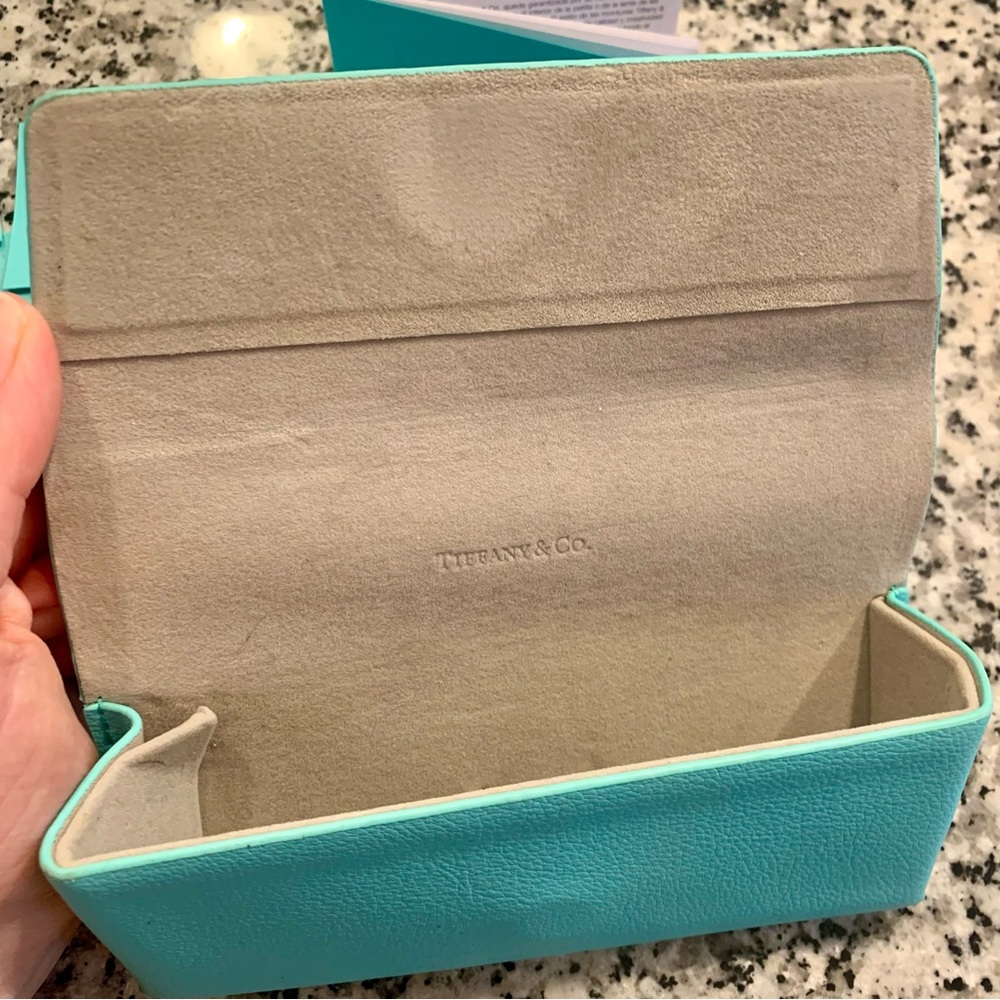 Tiffany & Co. Authentic Blue Leather Eyewear Glasses Sunglasses Case - Picture 3 of 5
